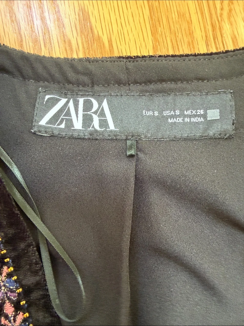 Zara small velvet embroidered vest.